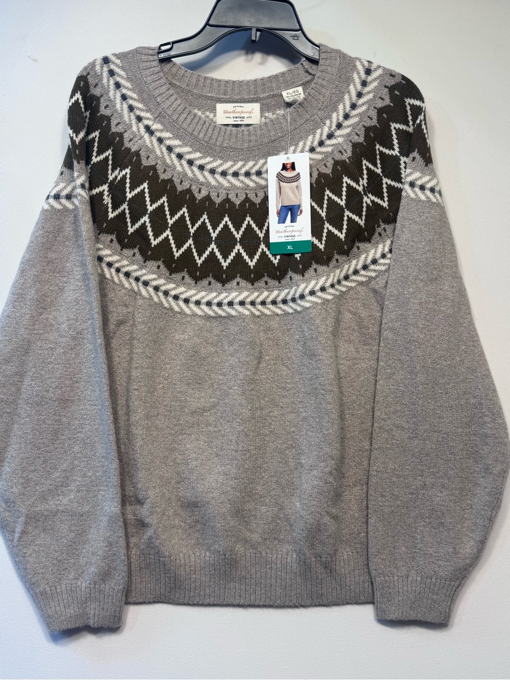 Weatherproof VintageTraditional fairisle raglan crewneck sweater Tweed yarn